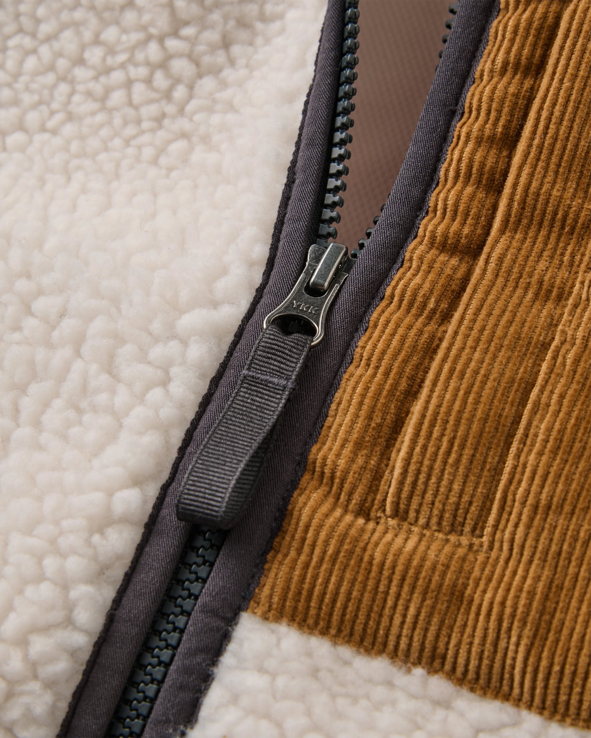 Trekker Deep Pile Sherpa Vest - Warm Ivory - Flatlay