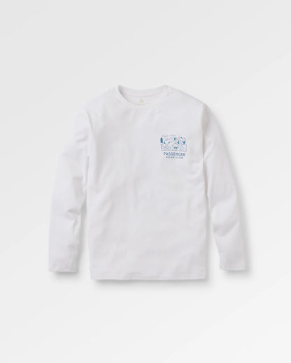 Roam Slow Men's Recycled Cotton LS T-Shirt - White - Flatlay