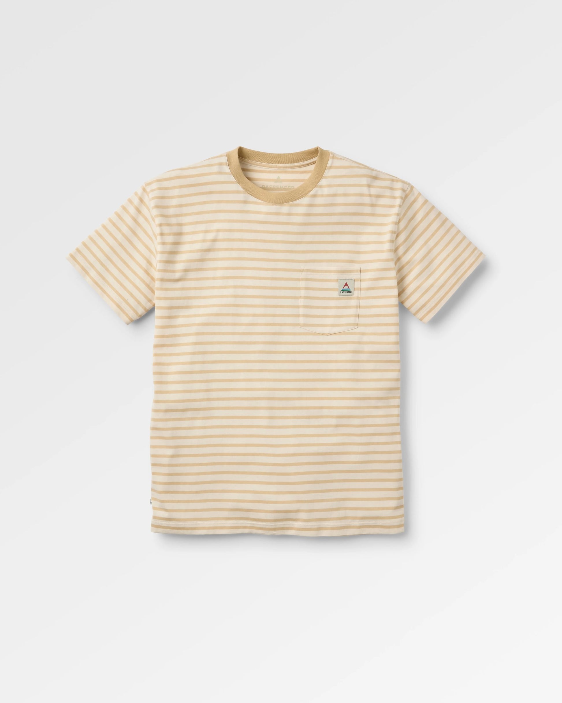 Zen Recycled Relaxed Fit T-Shirt - Stone Stripe - Flatlay