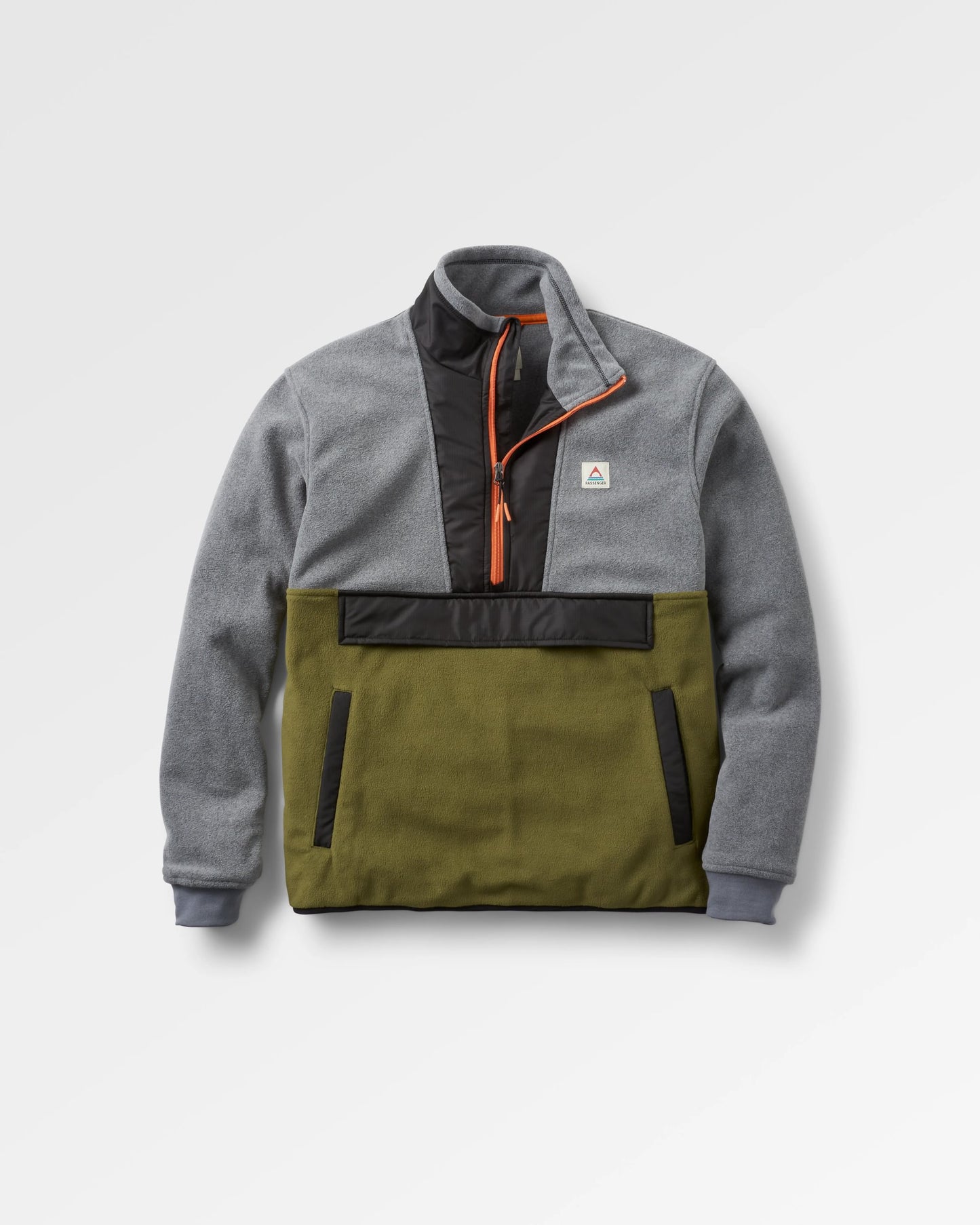 Woodland Hoodless Recycled Polar Fleece - Grey Marl/Khaki