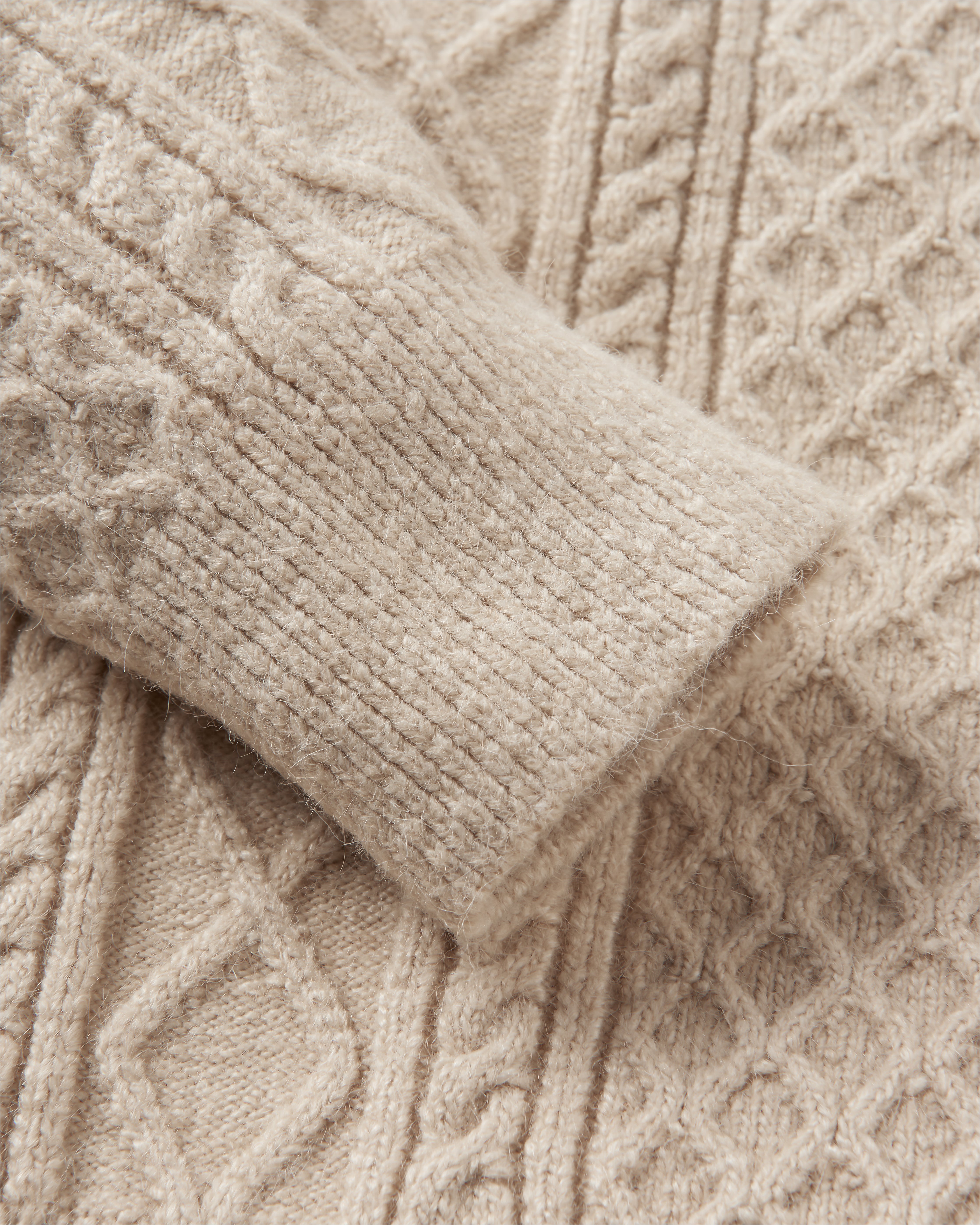 Sandbar Cable Knitted Jumper - Stone - Flatlay
