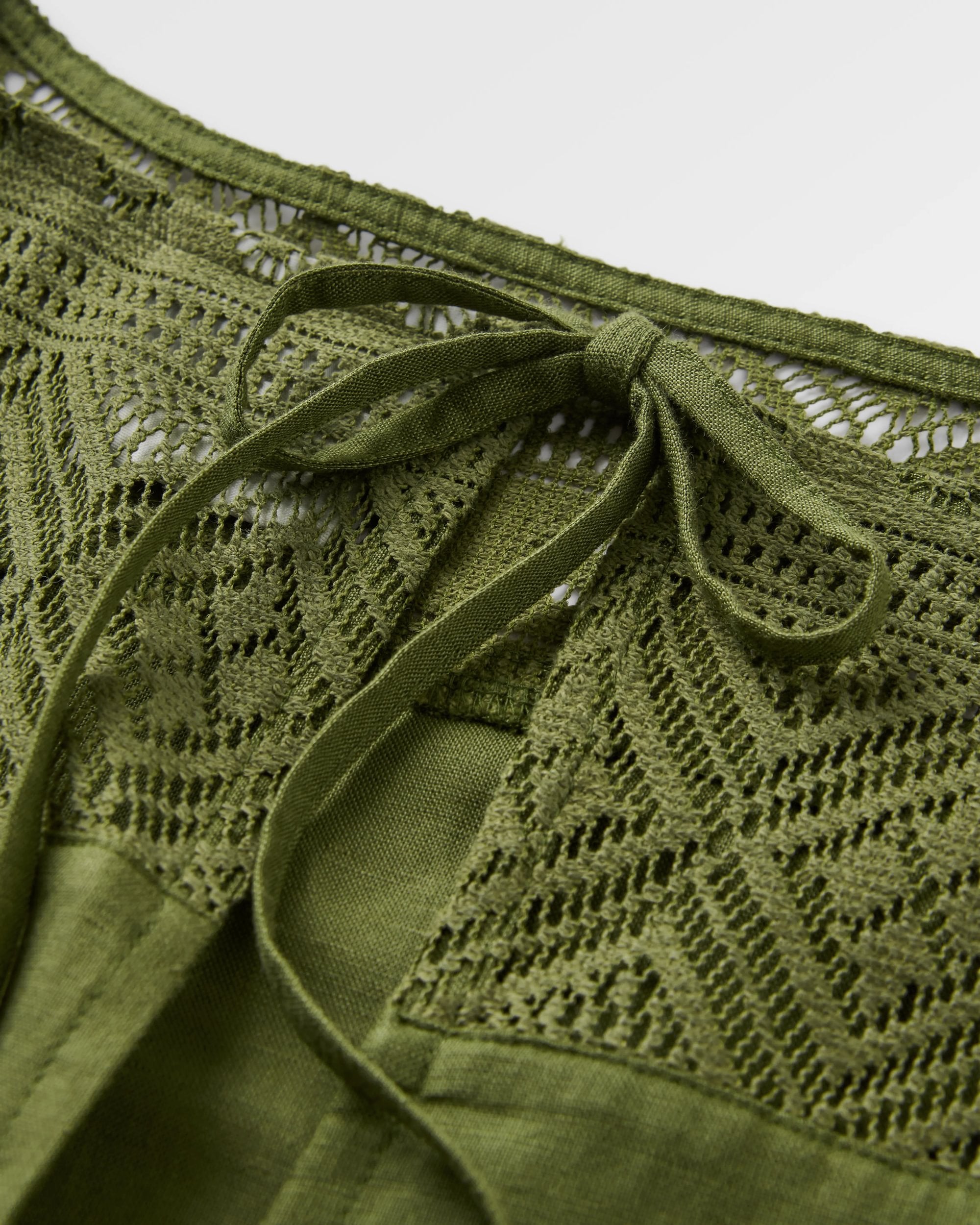 Sono Linen Smock Dress - Khaki - Flatlay