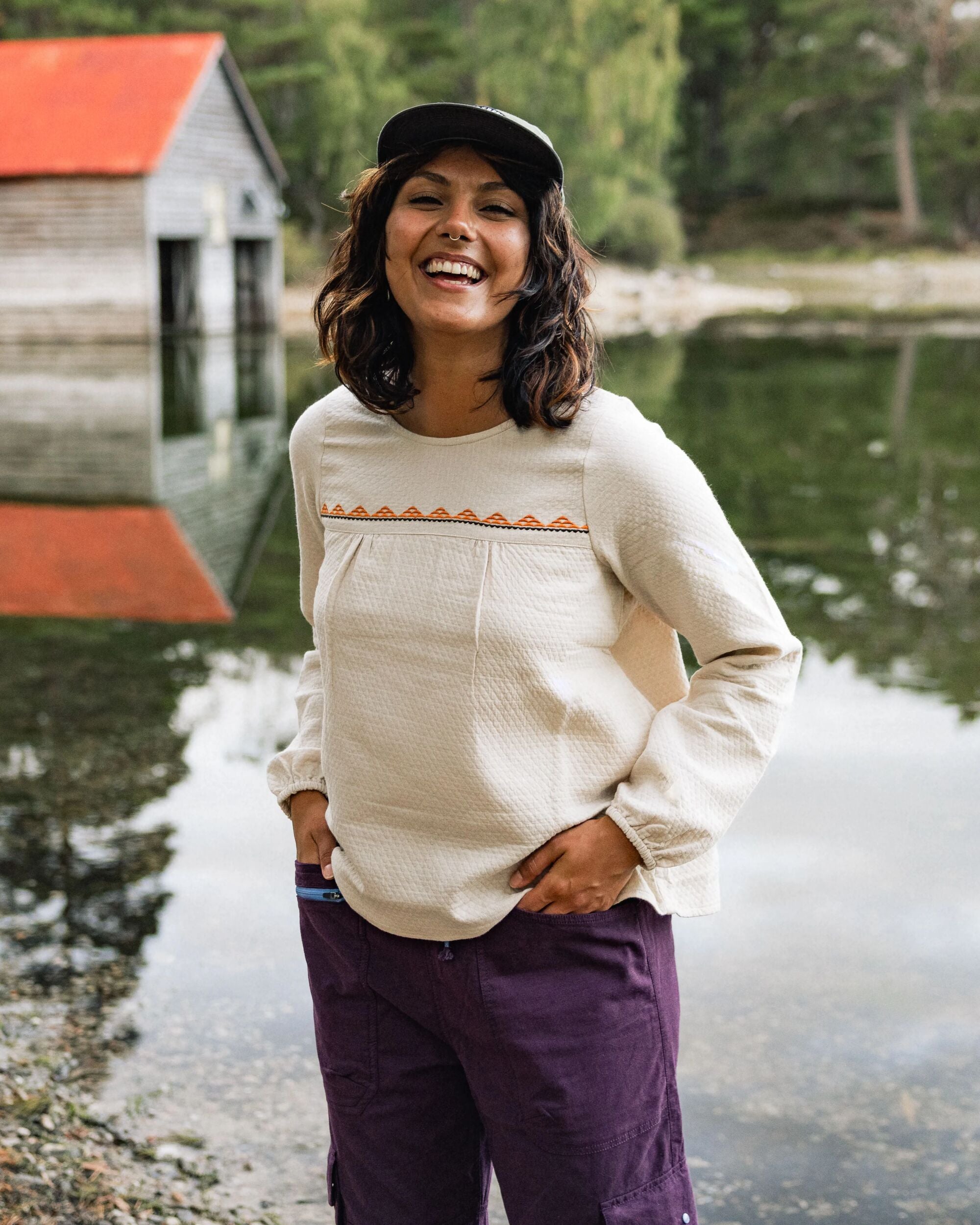 Petal Organic Cotton LS Top - Vintage White - Lifestyle