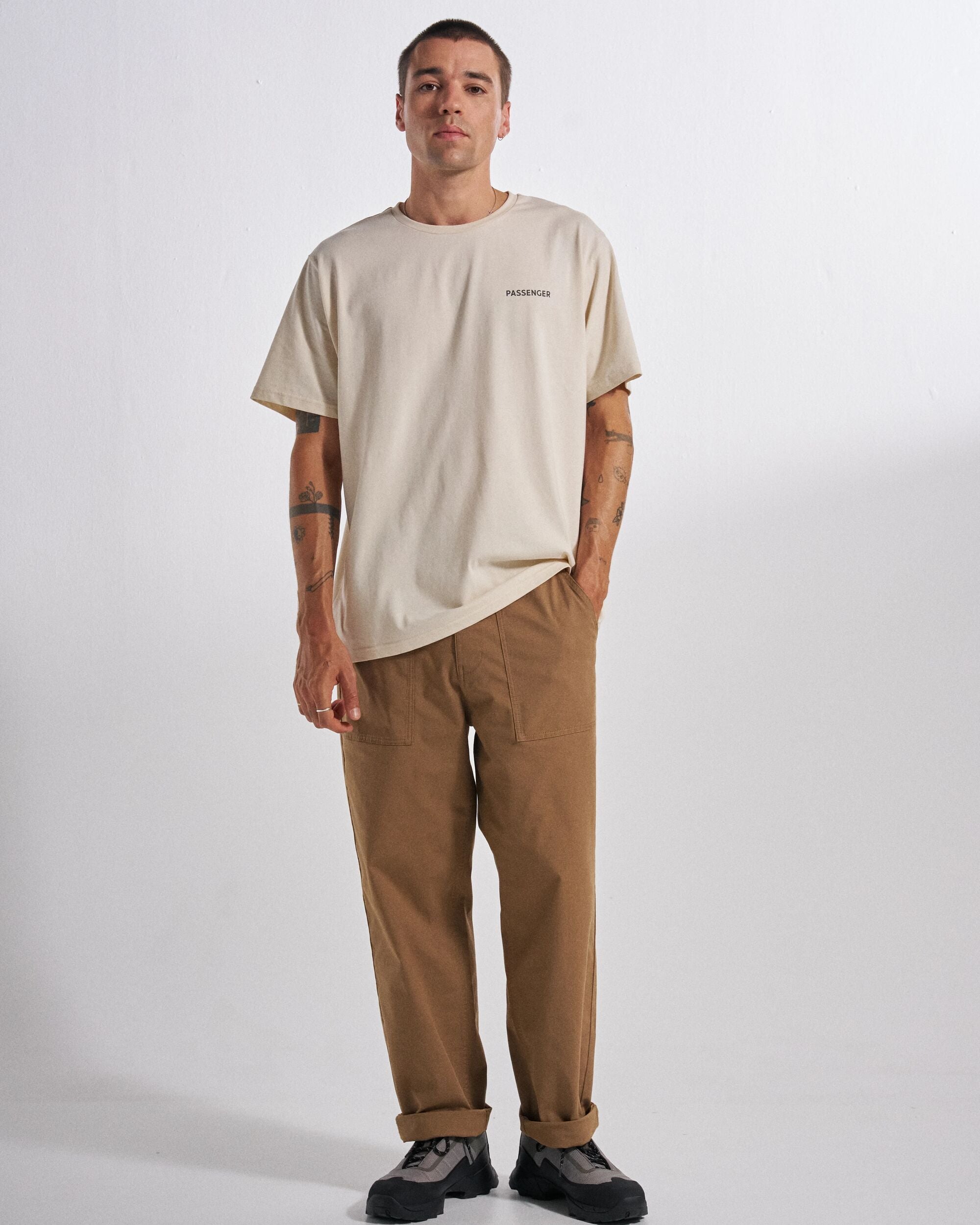 Cutout Organic Cotton T-Shirt - Birch - Studio Model