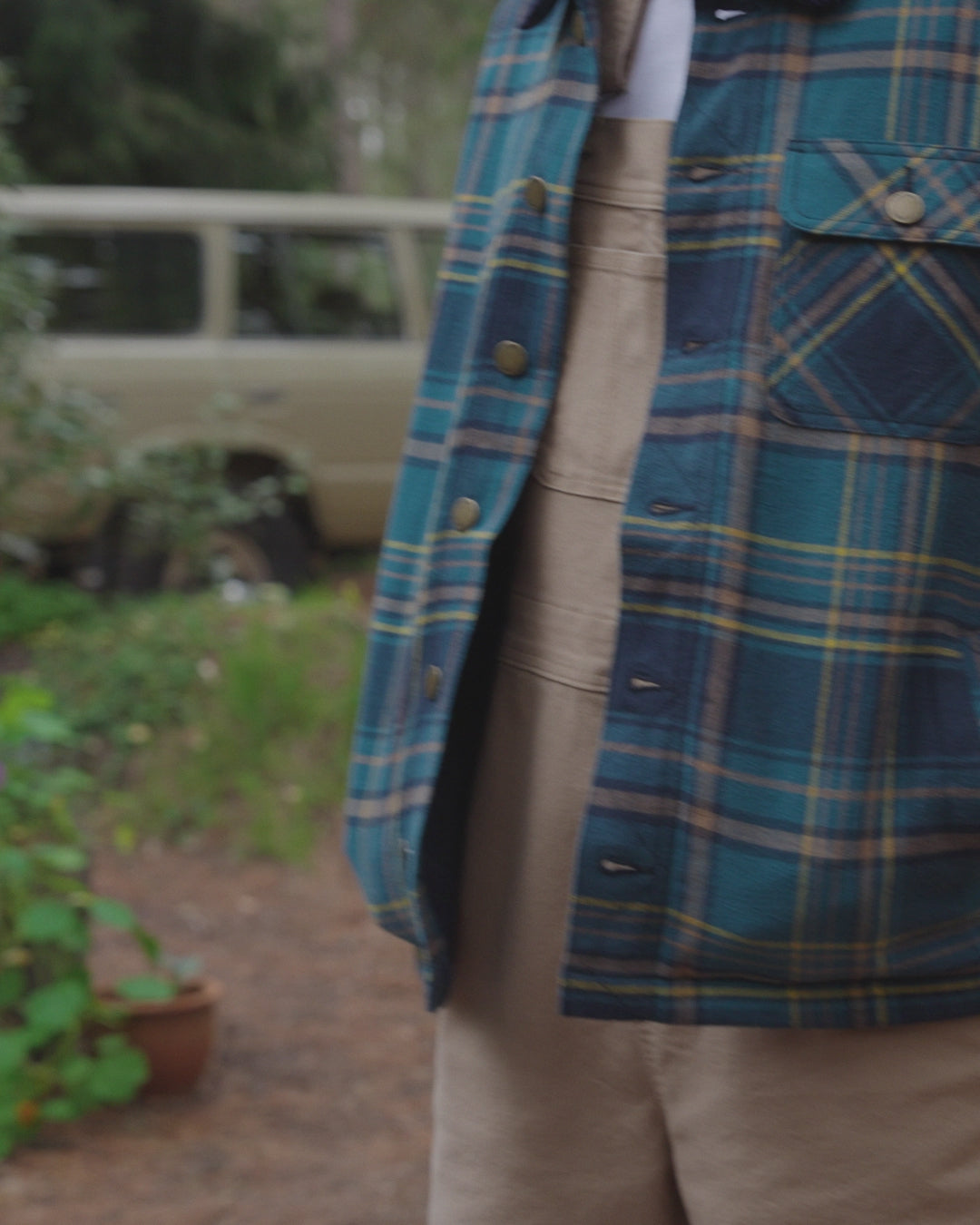 Falcon Organic Cotton Jacket - Tidal Blue Check  - 