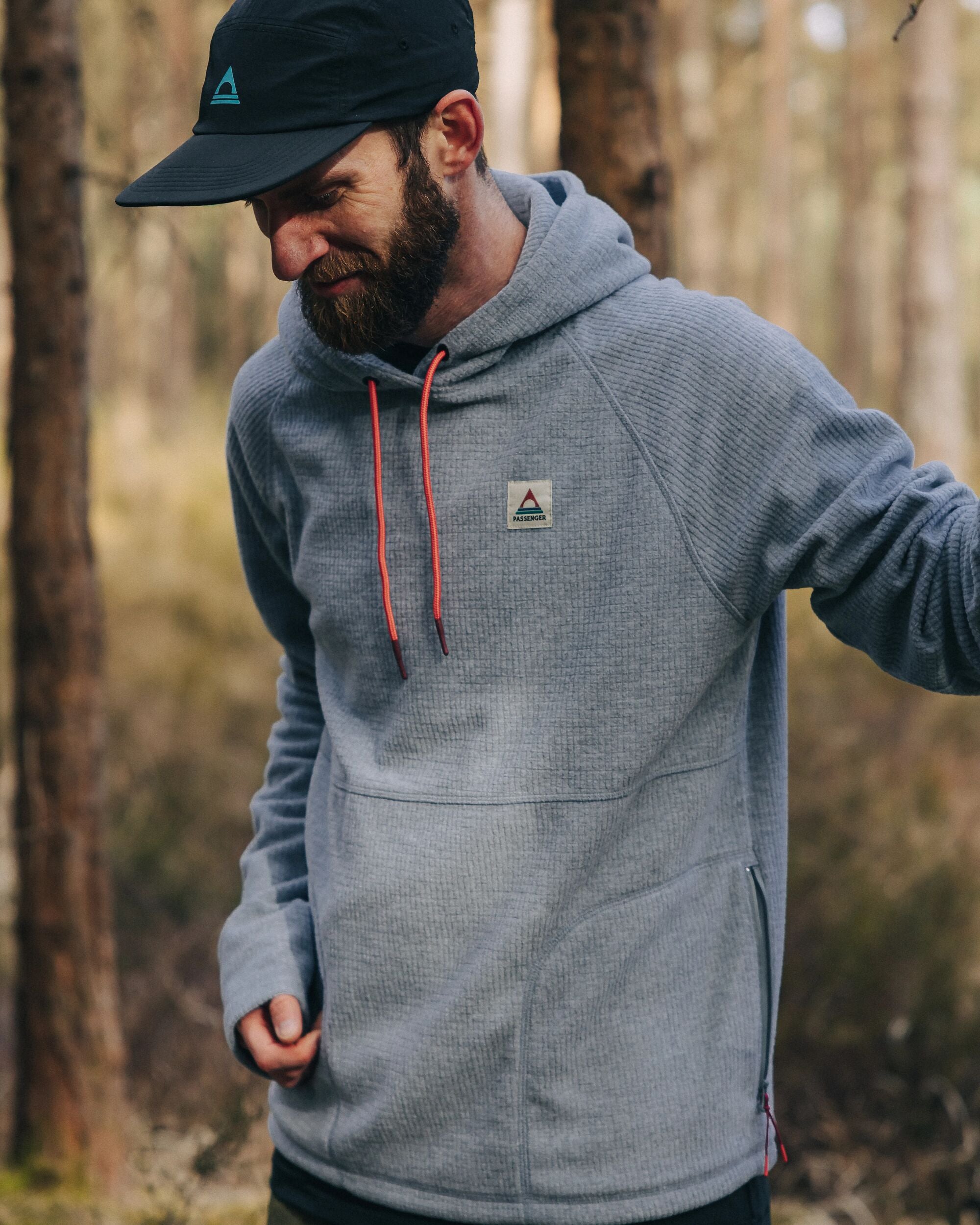 Point Recycled Grid Polar Fleece Hoodie - Grey Marl - Lifestyle