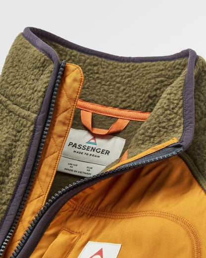 Offgrid 1/2 Zip Recycled Sherpa Fleece - Dark Olive - Flatlay