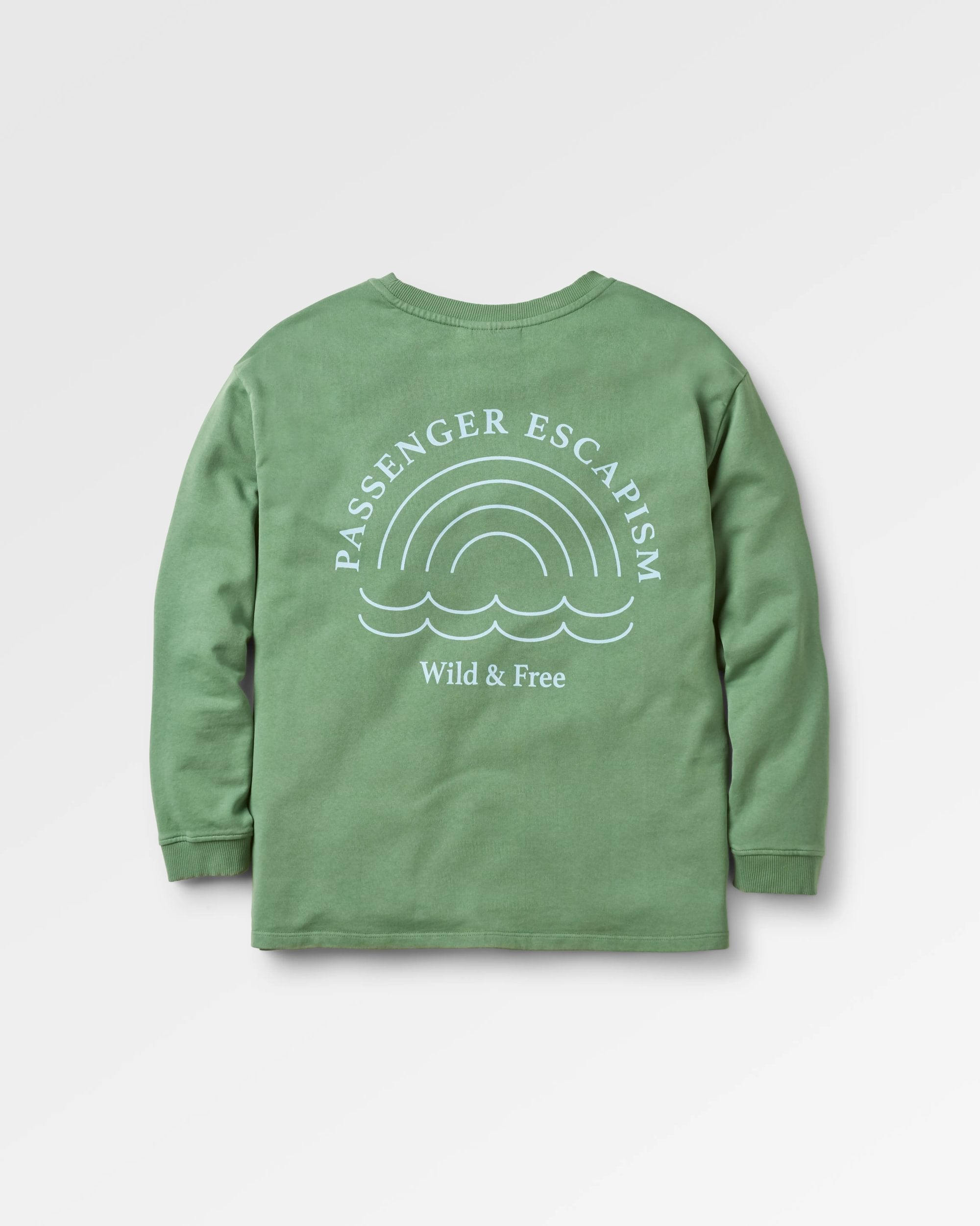 Rainbow Recycled Cotton Oversized Sweatshirt - Dark Ivy - Flatlay