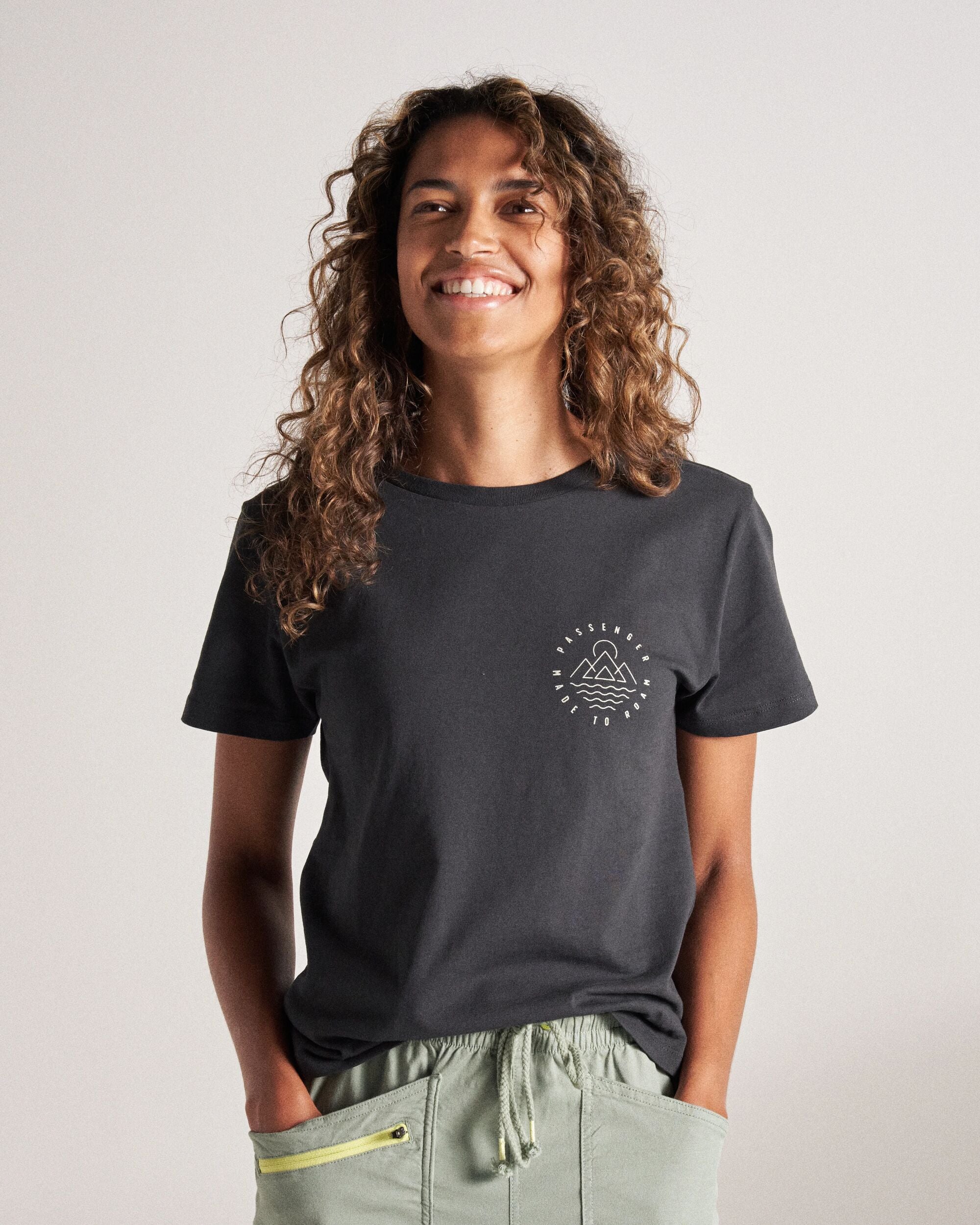 Remote Recycled Cotton T-Shirt - Black - Studio Model