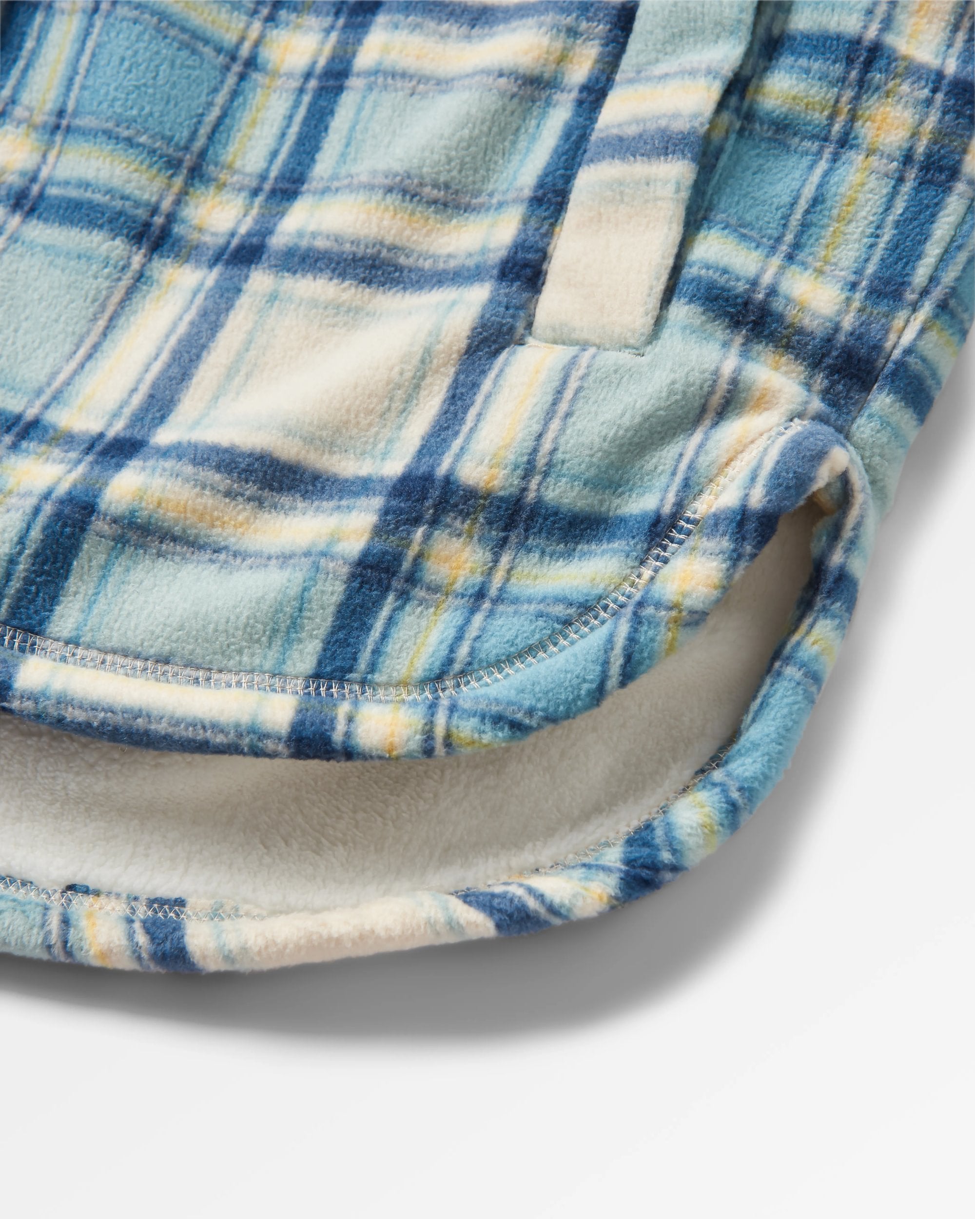 Orion Recycled Sherpa-Lined Polar Fleece Shirt - Oatmeal/Arctic Check - Flatlay
