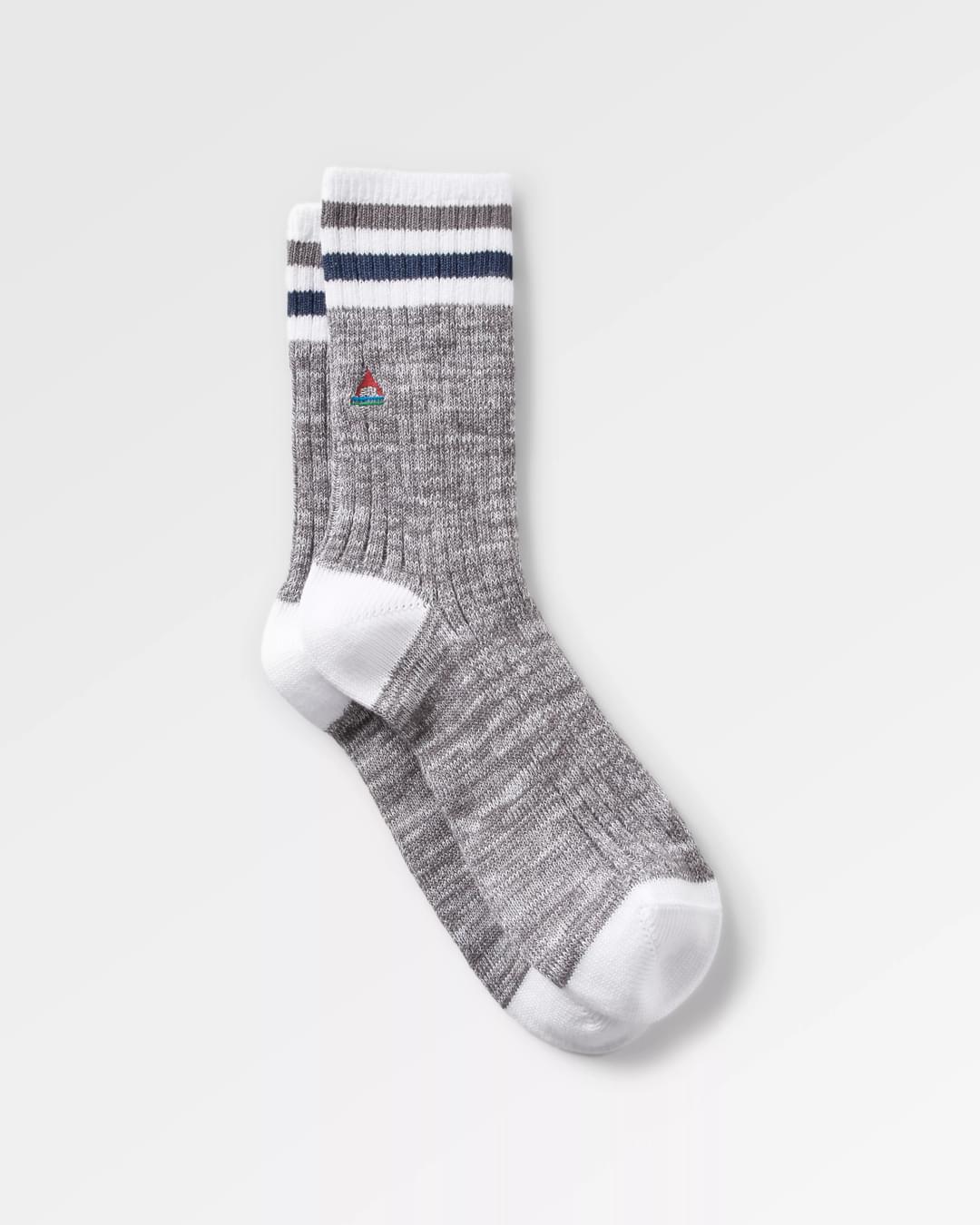 Organic Mid-weight Rib Socks - Grey Marl - Flatlay