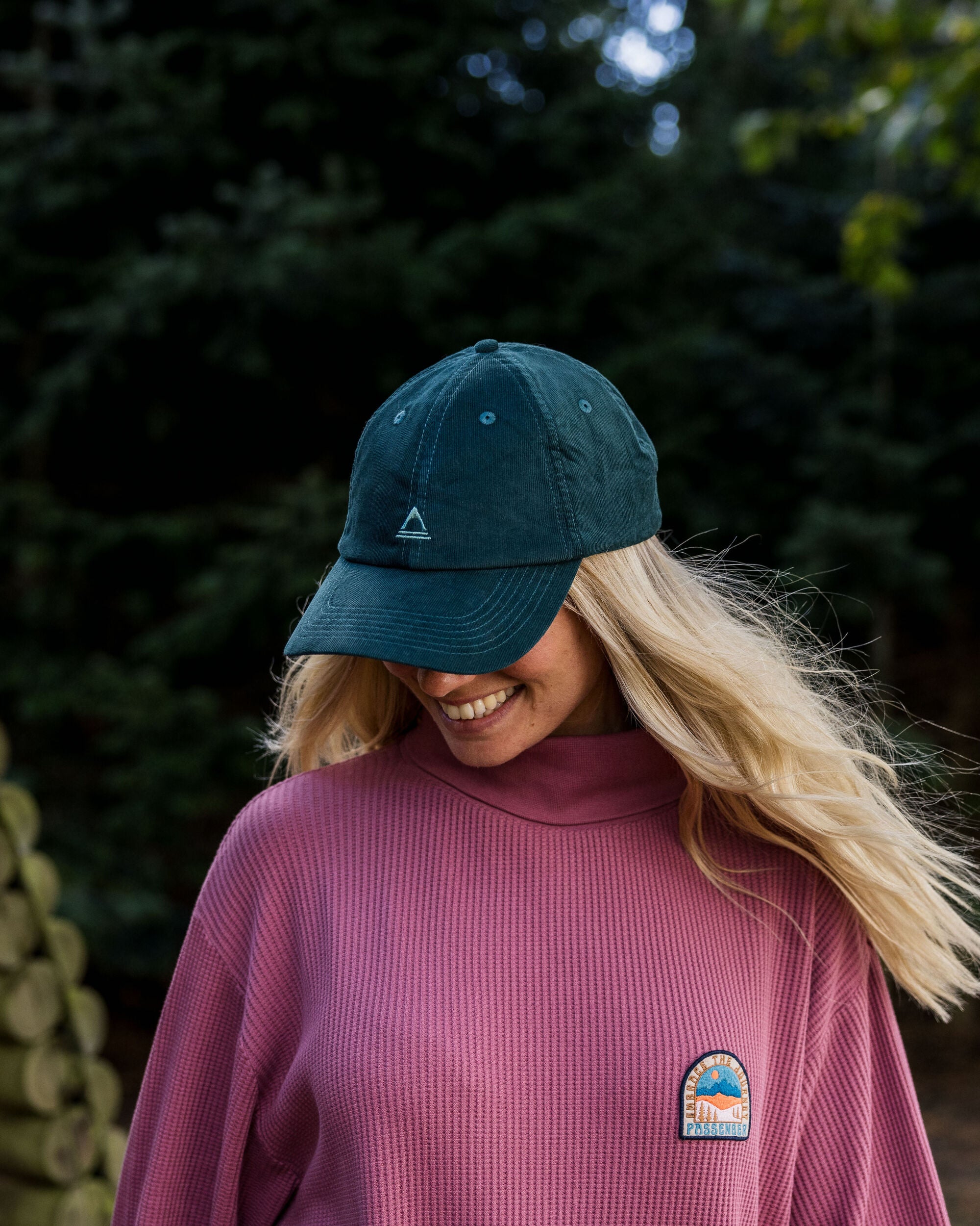 Fade Recycled Cord 6 Panel Cap - Deep Ocean - Lifestyle - Female