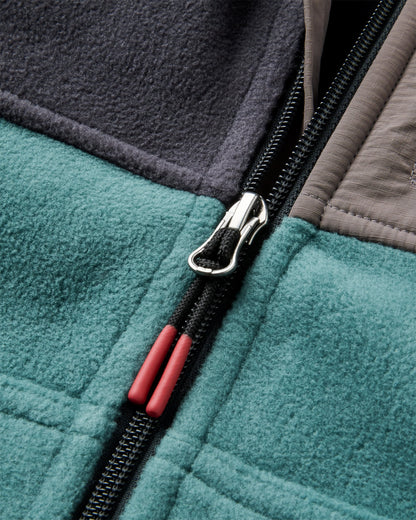Woodland Full Zip Hooded Polar Fleece - Faded Black/Deep Ocean - Flatlay