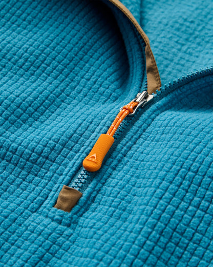 Forestscape Grid Fleece Hoodie - Blue Steel - Flatlay