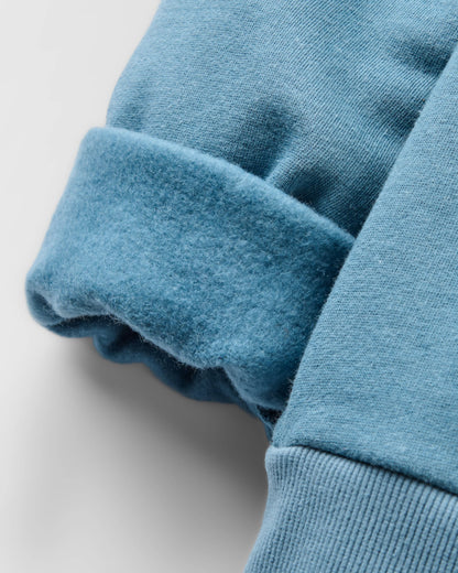 Slower Rhythms Embroidered Women's Organic Cotton Sweatshirt - Stormy Blue - Flatlay