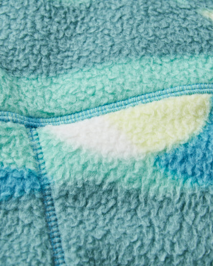 Fairbanks Full Zip Recycled Sherpa Fleece - Vista Patchwork Aqua - Flatlay