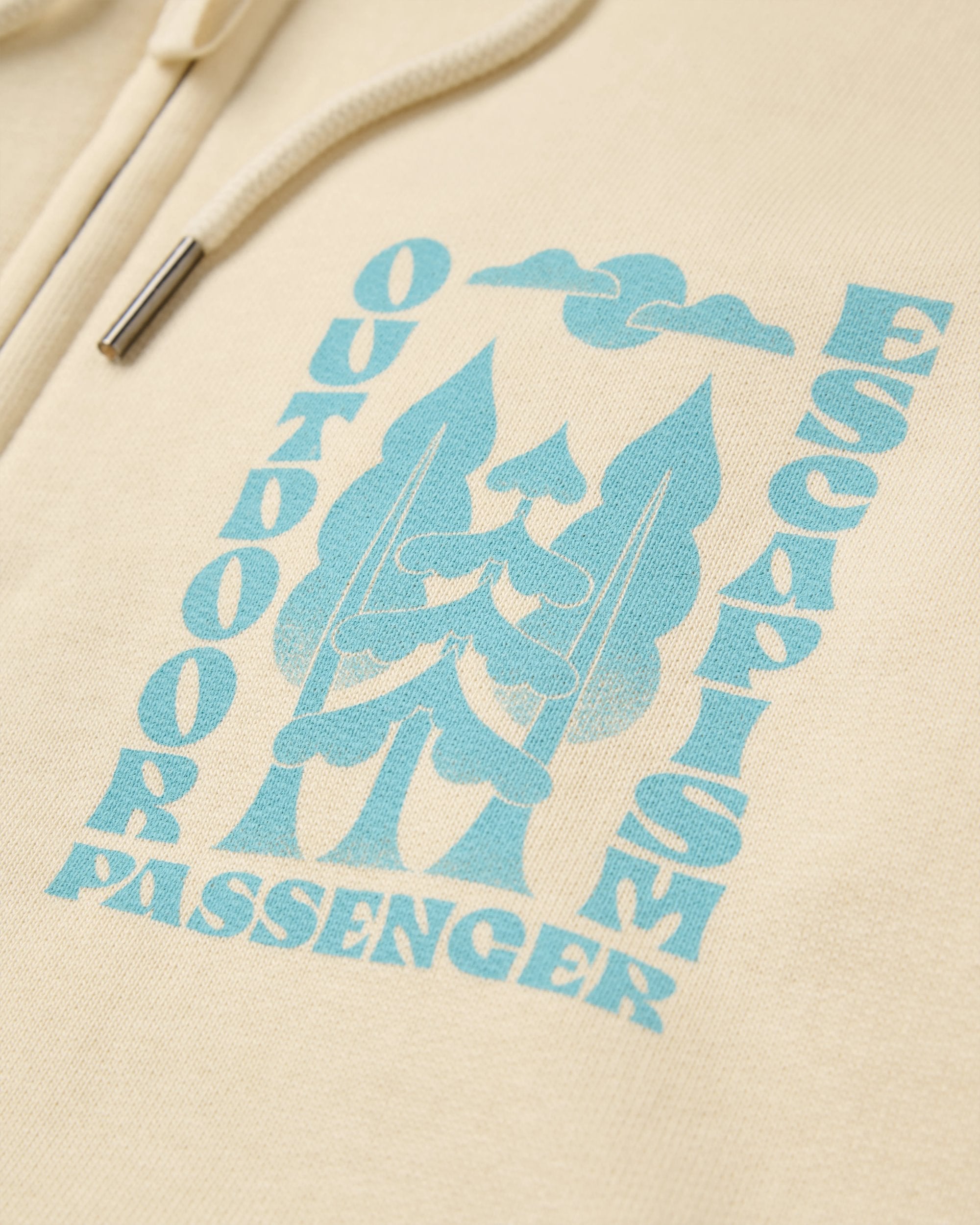 Tall Pines Full Zip Recycled Cotton Hoodie - Birch - Flatlay