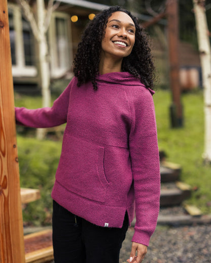 Cove Recycled Knitted Hoodie - Rhubarb