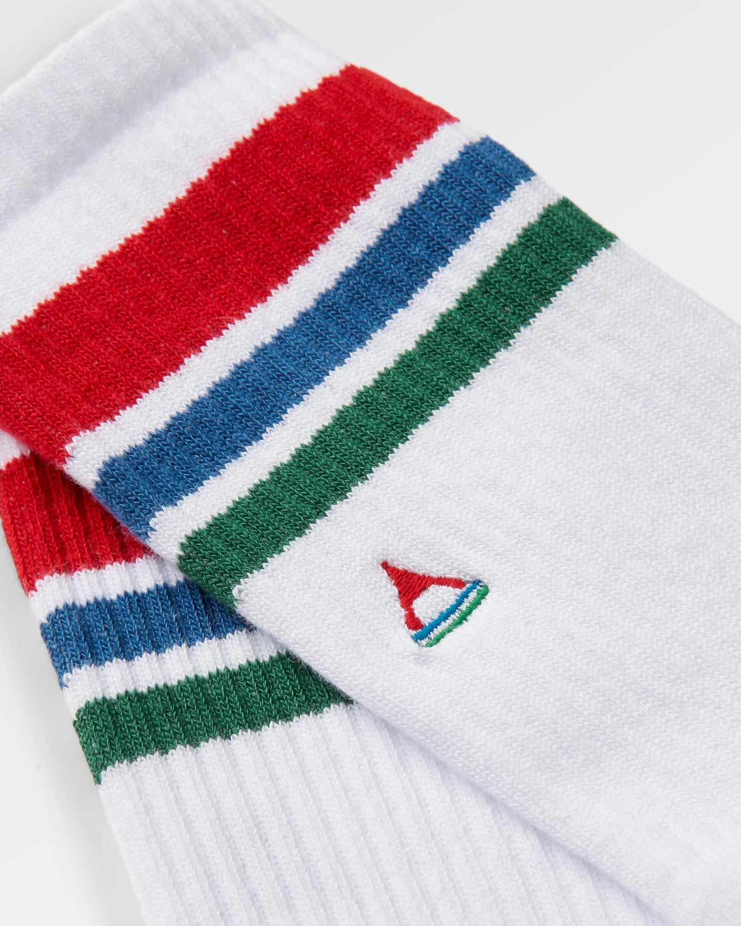 Organic Midweight Crew Socks - White/Greenlake - Flatlay