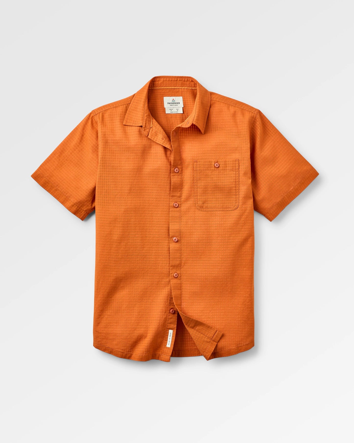 Chill Textured Organic Cotton Short Sleeve Shirt - Sunset Orange