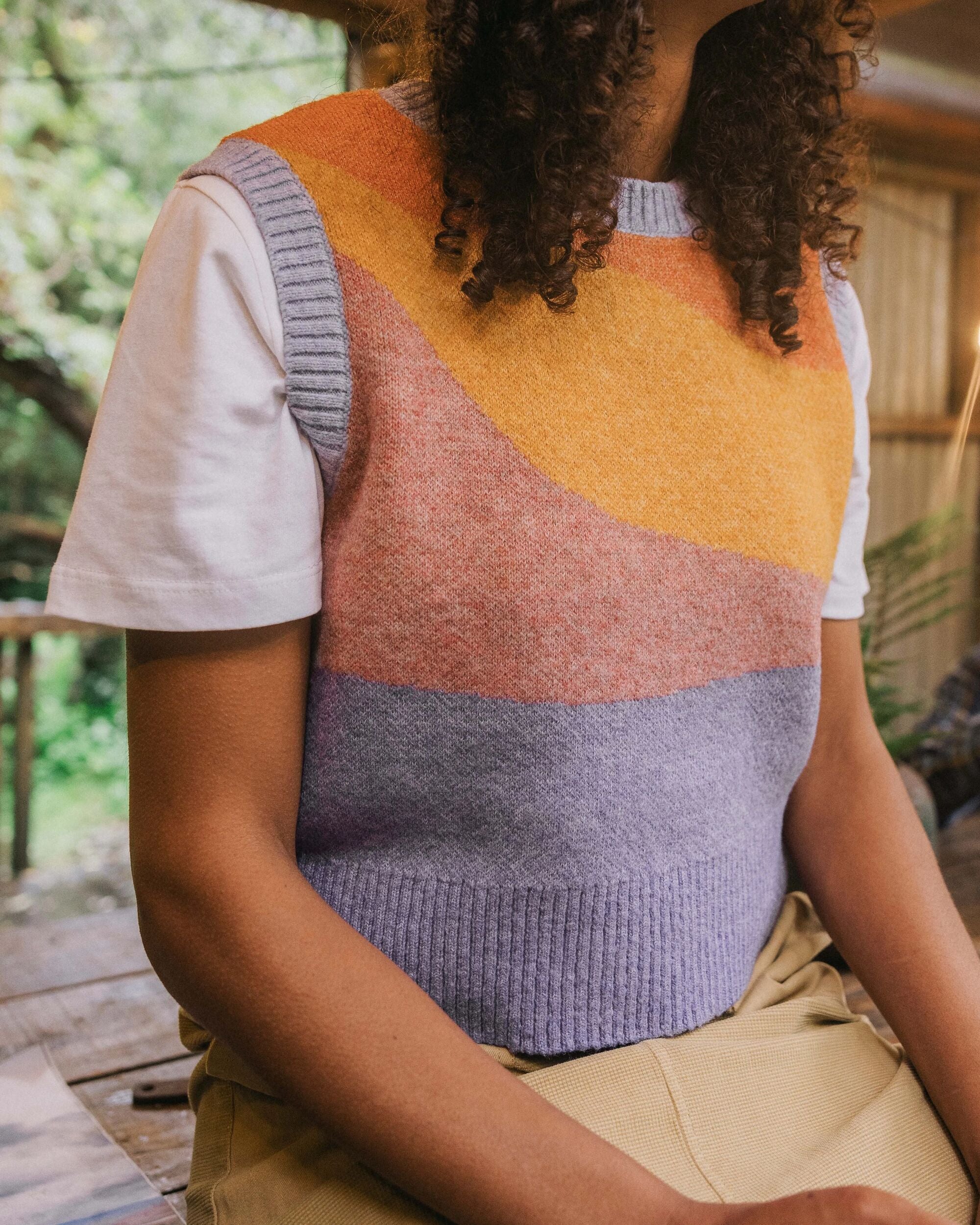 Scenic Recycled Knitted Vest - Scenic Sunrise Orange - Lifestyle