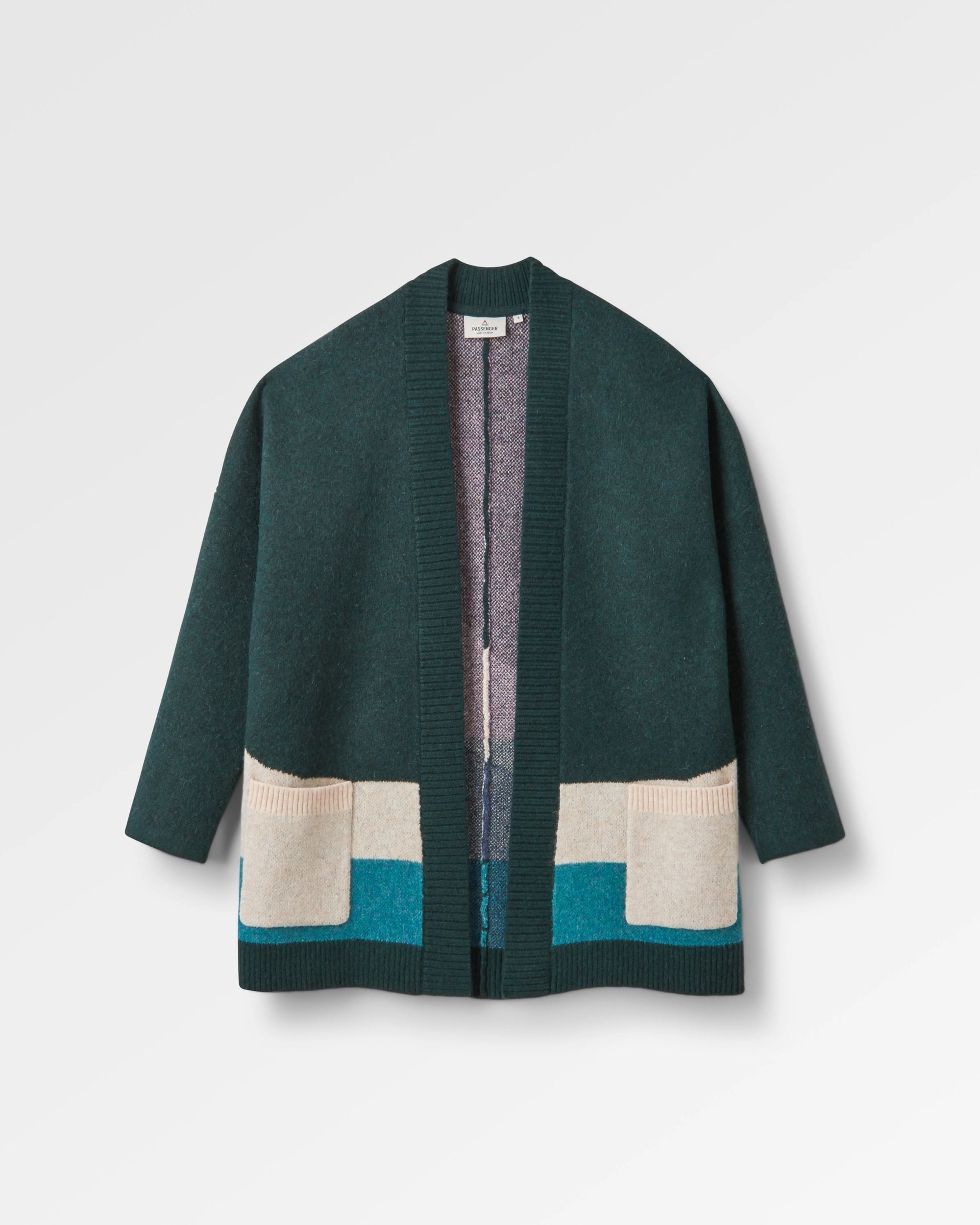 Vista Recycled Knitted Cardigan - Rain Forest - Flatlay