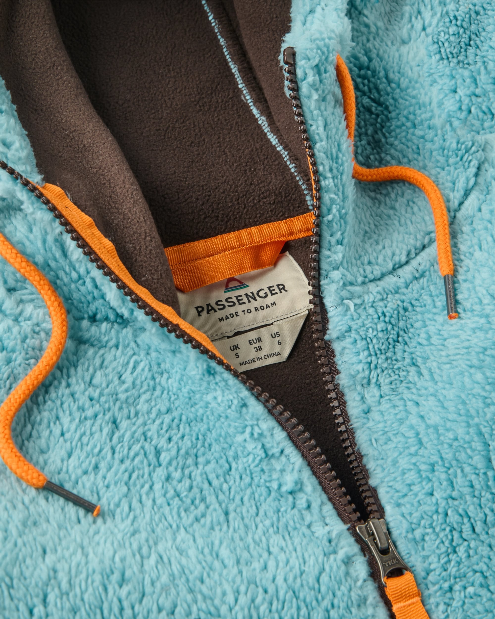 Nestling Sherpa Hooded Fleece - Retro Blue/Espresso - Flatlay