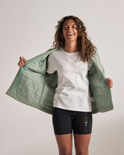 Mira Organic Cotton Quilted Overshirt - Pistachio - Studio Ecomm
