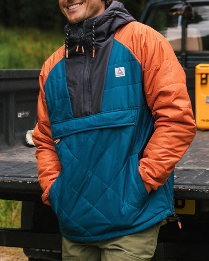 Oceanic Recycled Insulated 1/2 Zip Jacket - Tidal Blue/Burnt Orange