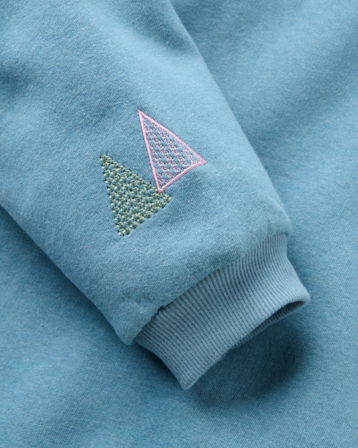 Slower Rhythms Embroidered Women's Organic Cotton Sweatshirt - Stormy Blue - Flatlay