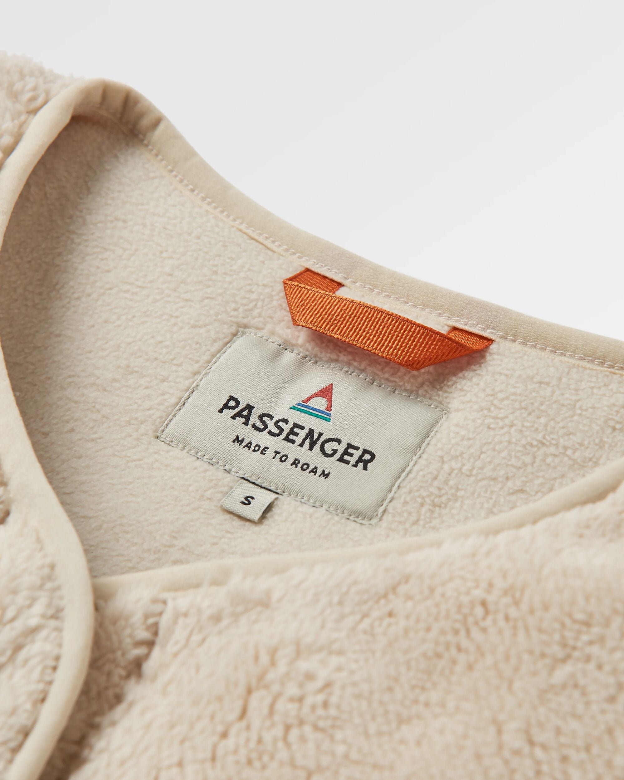 Iris Collarless Recycled Fleece Jacket - Oatmeal - Flatlay