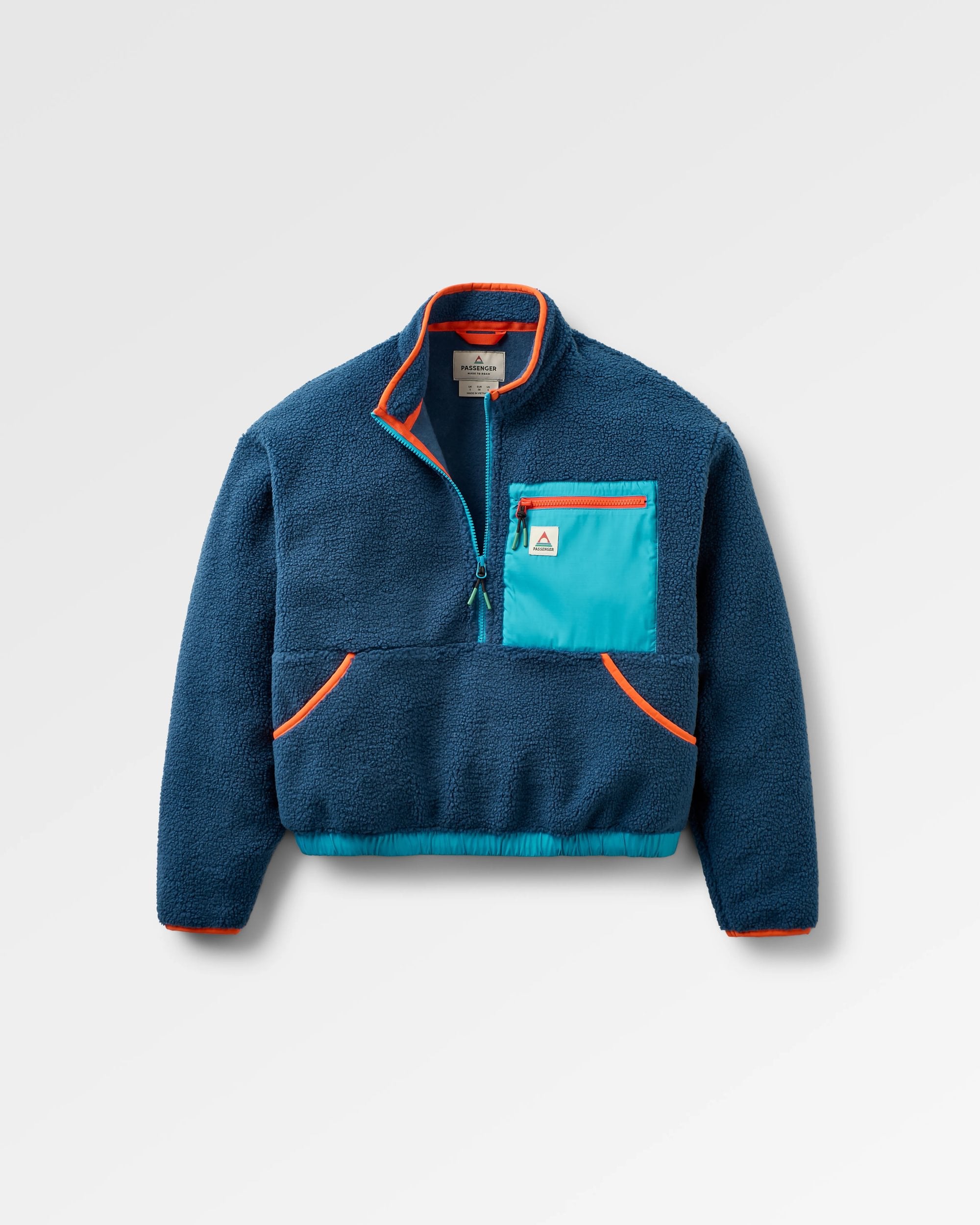 Ravi Recycled Sherpa Fleece - Dark Denim - Flatlay