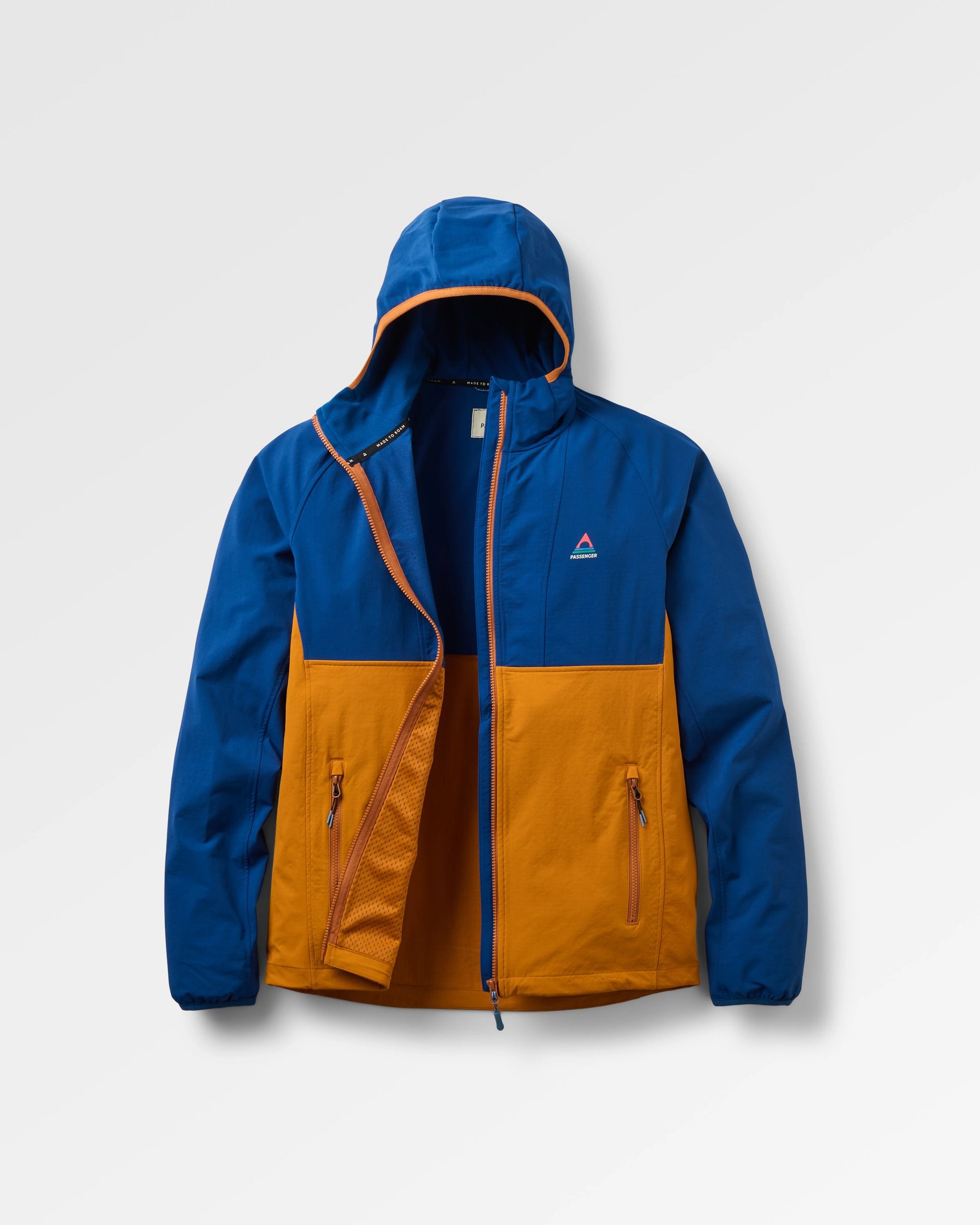 Trailscape Men's Lightweight Softshell Jacket - Blue Navy/Retro Orange - Flatlay