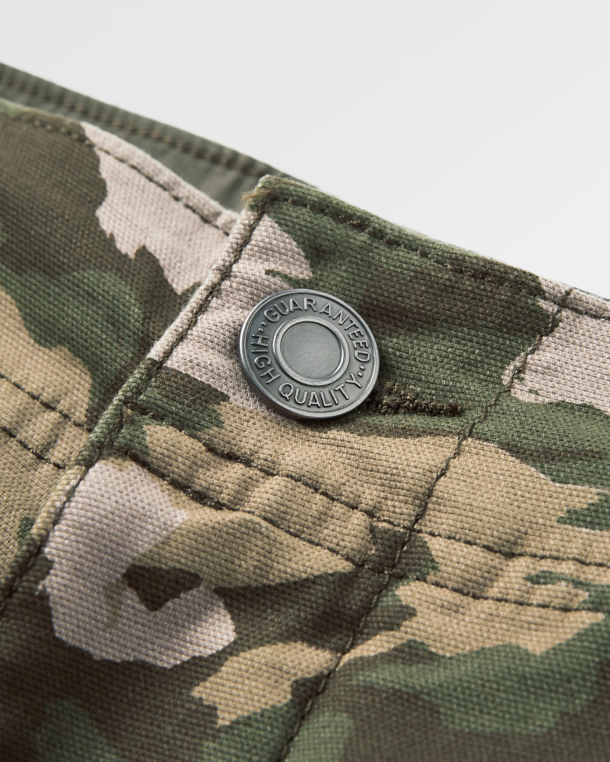 Lakeside Cargo Short - Woodland Camo Khaki - Flatlay