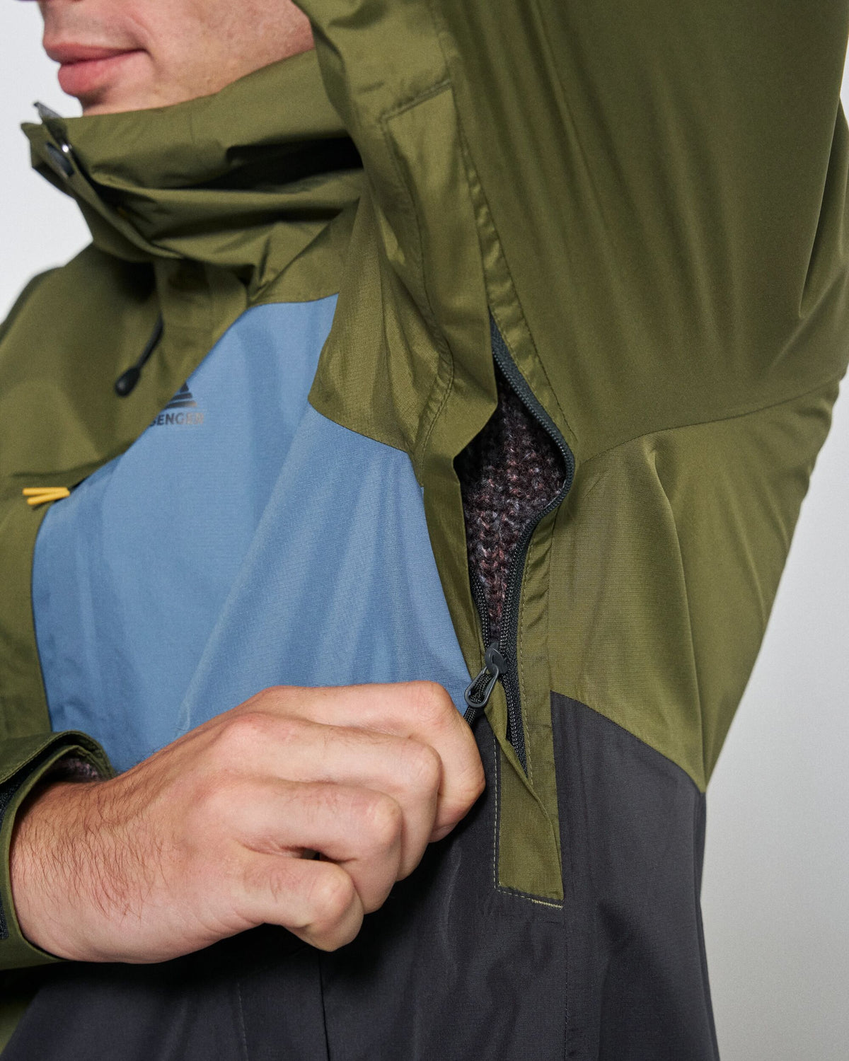 Trailscape Men's Waterproof Jacket - Faded Black/Khaki - Studio Model