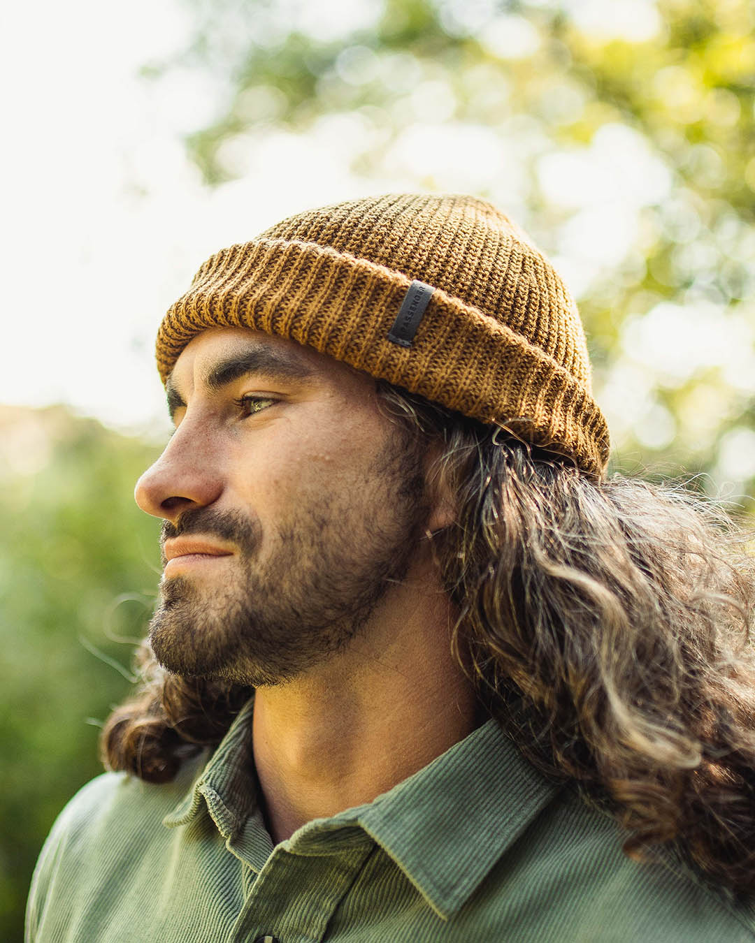 Male_Compass Recycled Acrylic Beanie - Golden Brown