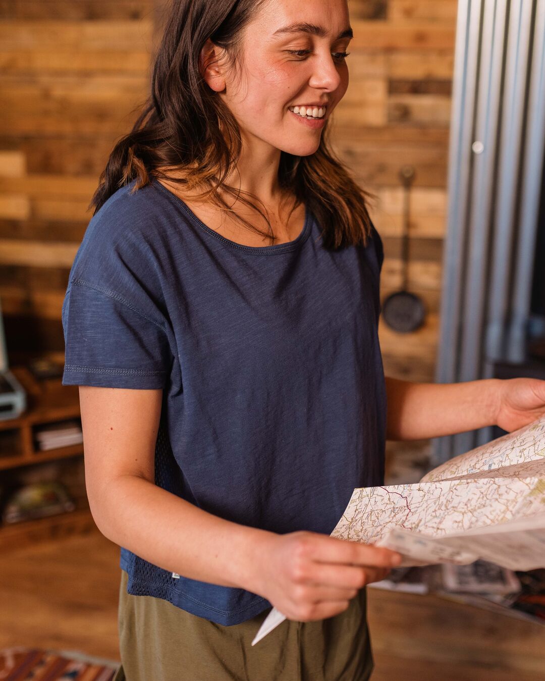 Magnolia Recycled Cotton Crochet Trim T-Shirt - Dark Denim